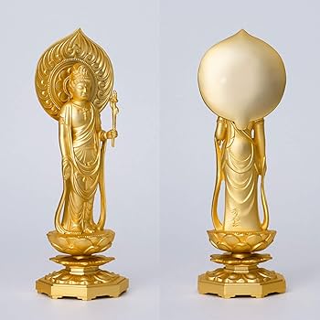 Amazon｜仏像 聖観音菩薩 15cm(金メッキ/24金) 仏師：牧田秀雲
